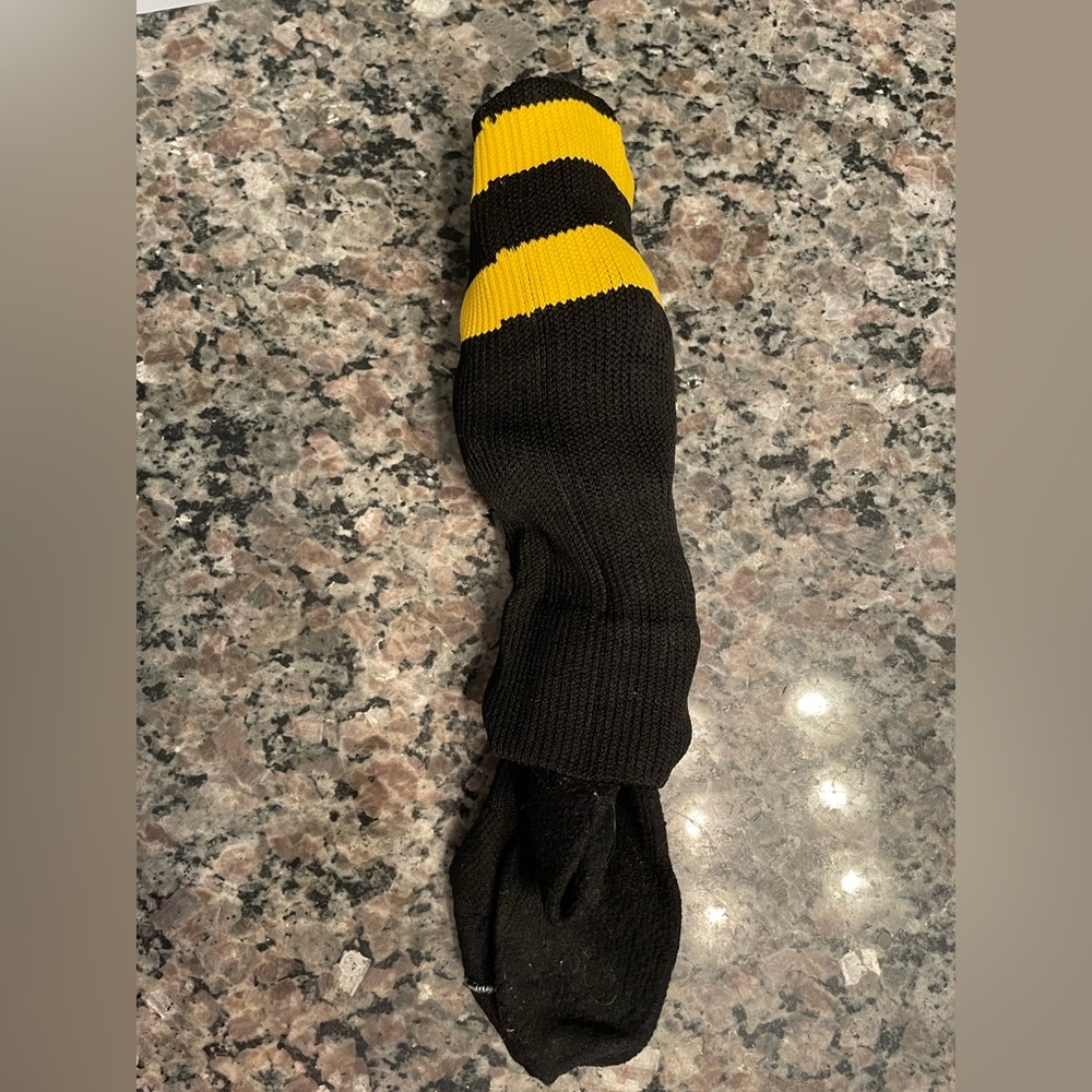 Youth Baseball Socks, Five Star Baseball, Black with Yellow Stripe